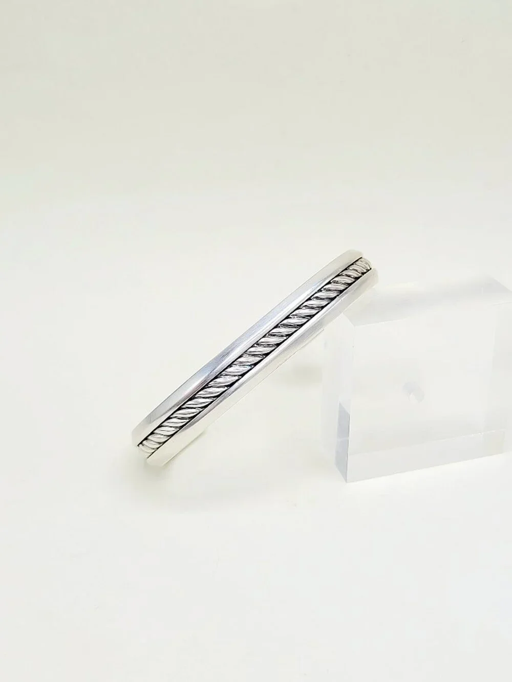 David Yurman Cable Inset Cuff Bracelet in Sterling Silver - Size X-Small - RARE